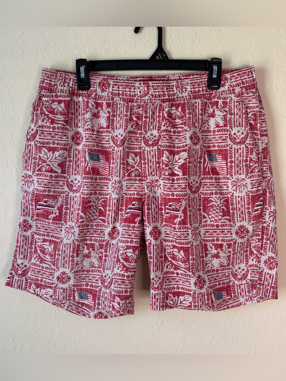 reyn spooner | Men's Patriotic American Cotton Blend Shorts Size Large Red White